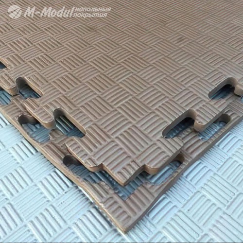 Мягкий модульный пол для детских игровых комнат 100x100 см, толщина 1,2 см коричневый
