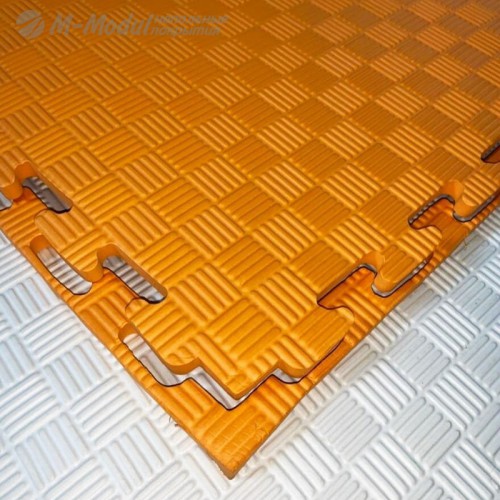 Мягкий модульный пол для детских игровых комнат 100x100 см, толщина 1,2 см оранжевый